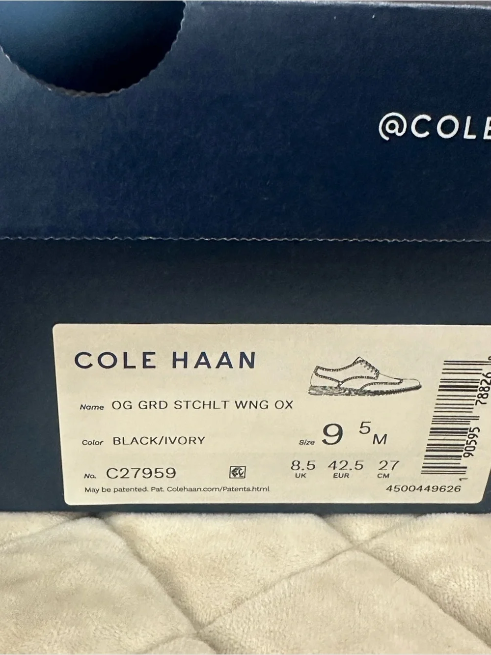 Cole Haan | OriginalGrand Stitchlite Wingtip Oxford Sneakers Black 9.5M NEW